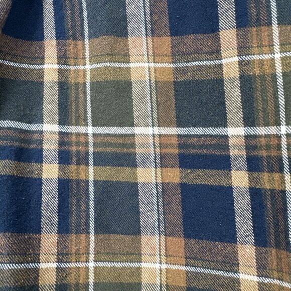Eddie Bauer Shirt Mens Large Flannel Brown Blue Plaid Cotton Button Up Outdoor - Picture 8 of 9